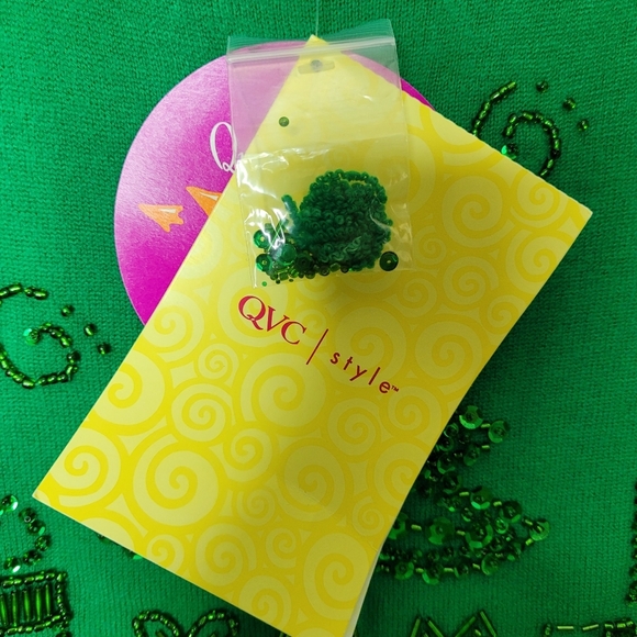 Quacker Factory Christmas Sweater 2X Green Sequin Beaded Holiday Tree NWT - Picture 7 of 7